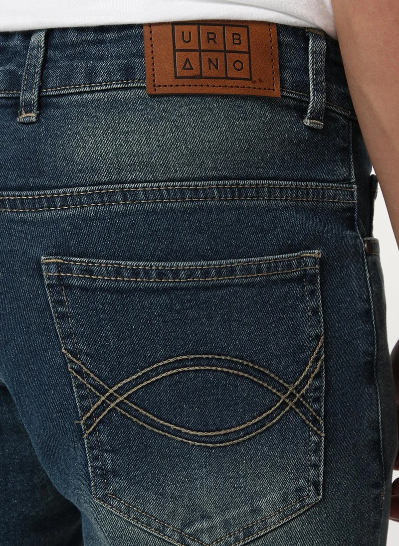 Urbano Fashion  Urbano Fashion Men's Light Blue Bootcut Fit Mid Rise Heavy Washed Jeans Stretchable for Men | Best Price UAE